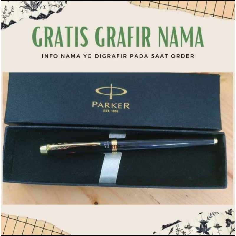 

Bulpoint Mewah Parker Sign Pen RB Parker Black Gold Trim Free Box Exclusive Dan Grafir Nama