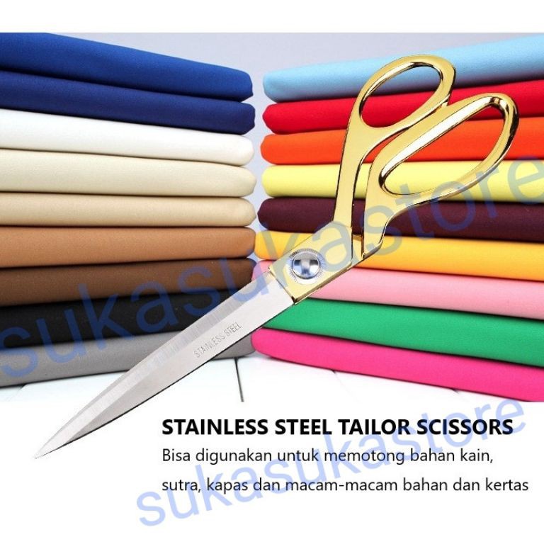 

KODE P1D Gunting Kain Emas Big Size 15inch 15inch Besar Gold Handle265cm High Quality stainless steel Profesional Tailor Scissor