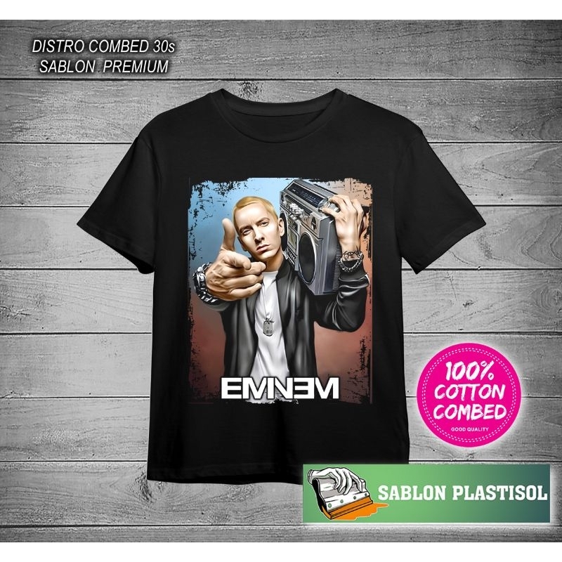 t-shirt terbaru kaos eminem combed premium sablon plastisol original