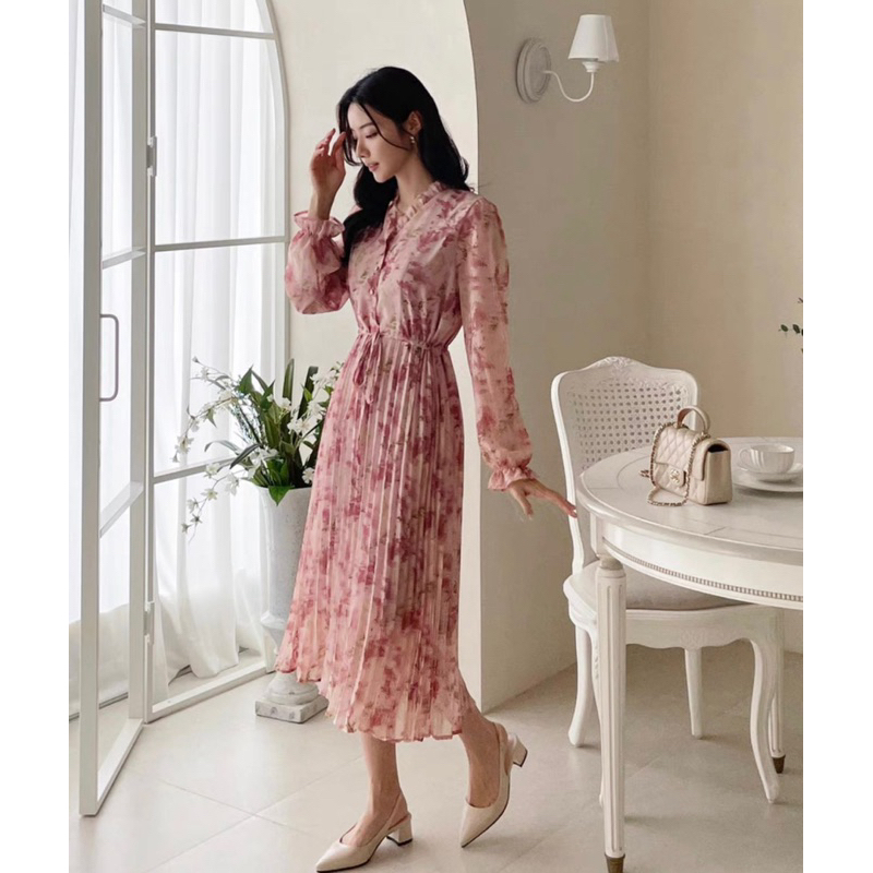 Rococo Dress Floral Vintage Summer Korean Retro Longsleeve Hijab Bunga Midi Sweet Street Holiday Bea