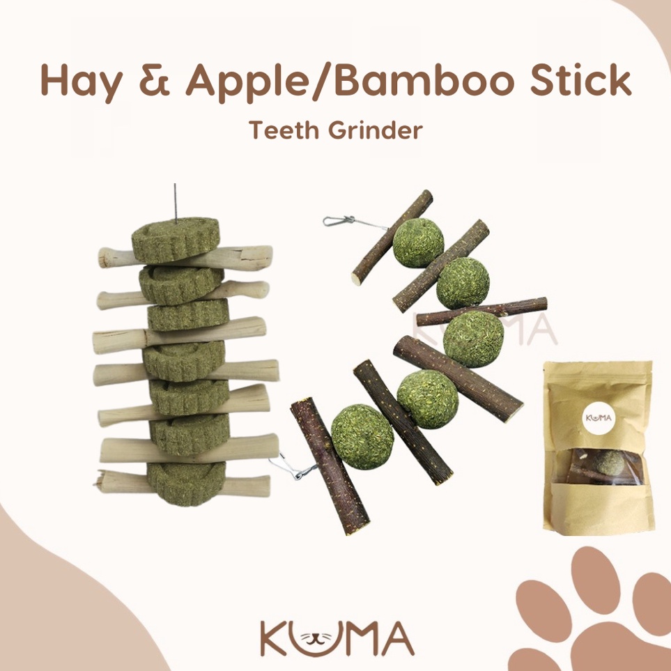 Hadir Terjamin  KUMA Timothy Hay Ball  Apple Stick  Sweet Bamboo Teeth Grinder Kelinci BESAR  Mainan