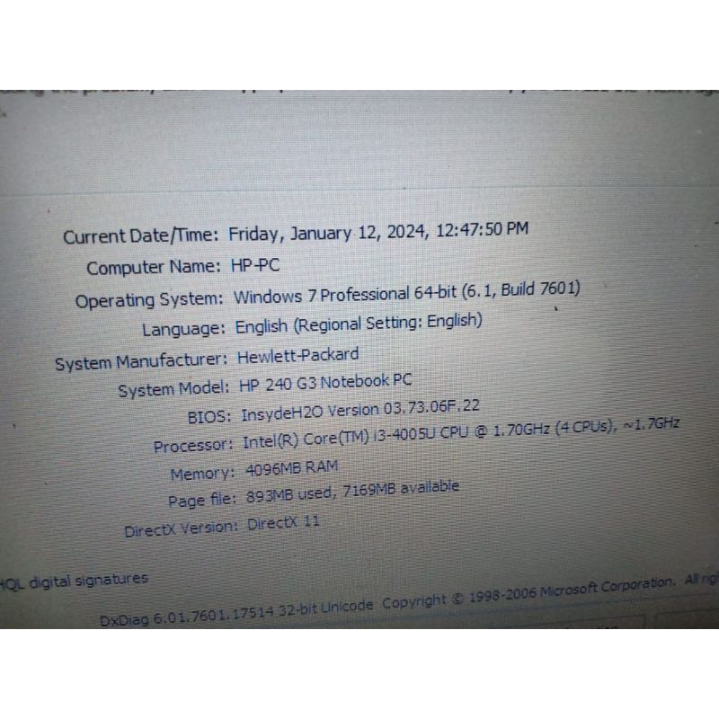 Laptop hp 240 G3 core i3-4005U Ram 4GB hdd 500GB (Z795)