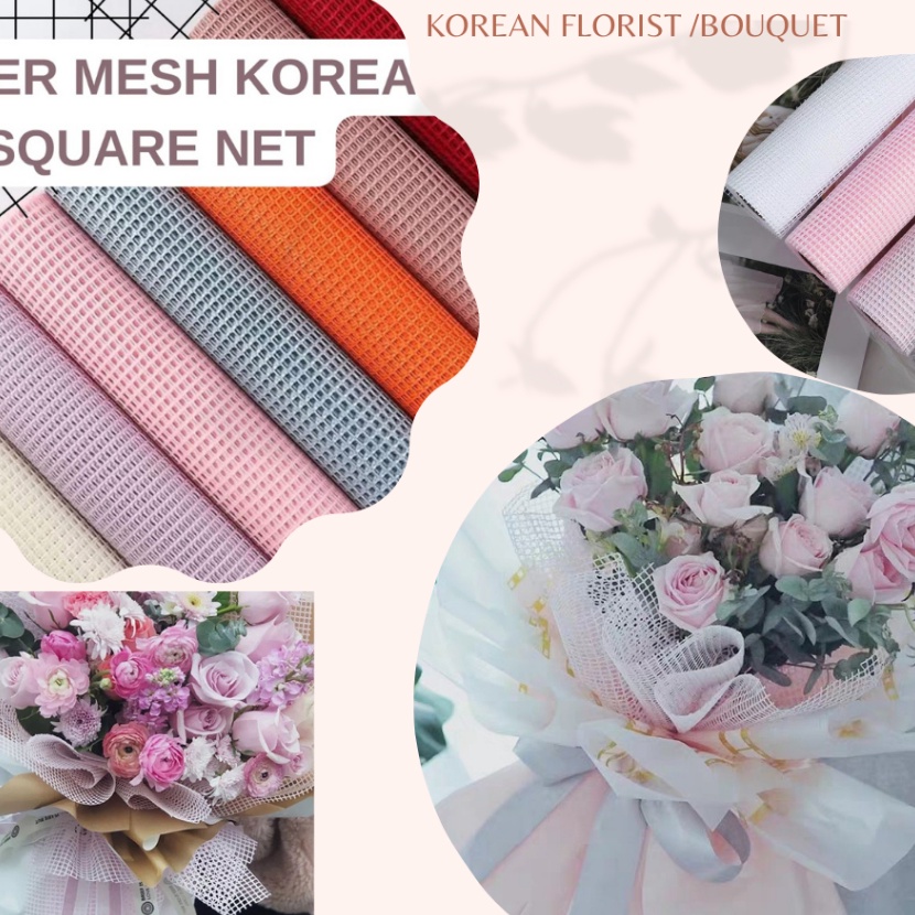 

Hot ROLL FLOWER MESH KOREAN SQUARE NET Korean Jaring2 Net Roll JARING POLYNET JALA POLINETWRAPPING KAIN