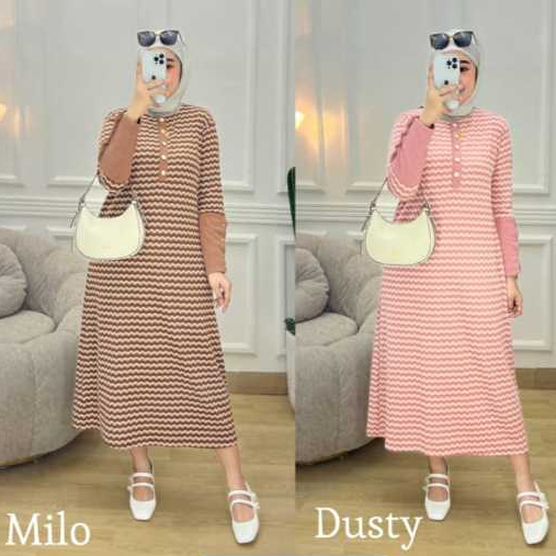 Gamis muslim wanita kaos rajut knit import lengan balon kerut terbaru terlaris termurah