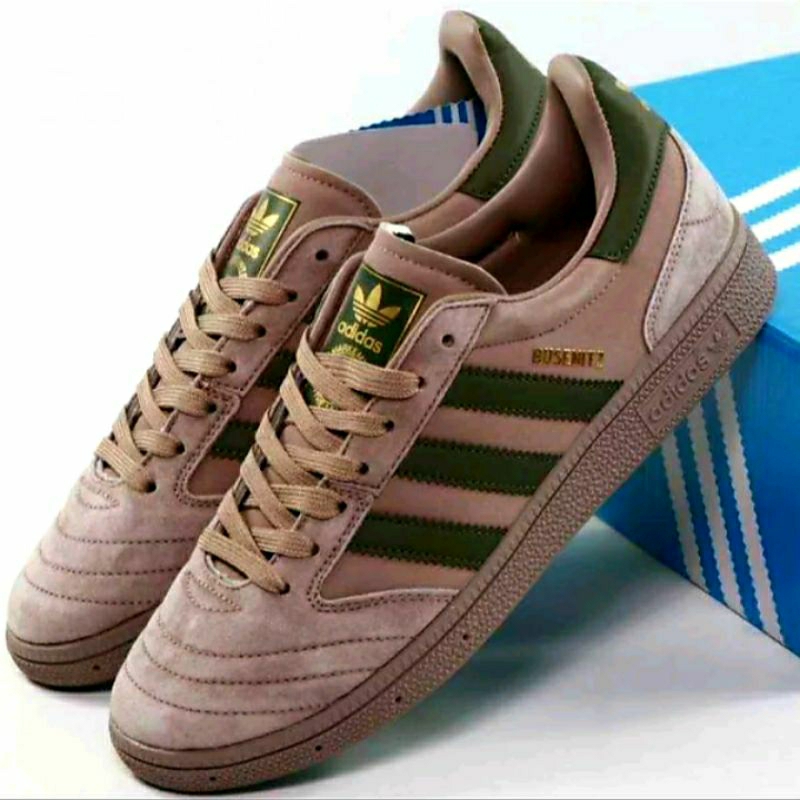 sepatu sneakers pria Adidas Buzenitz Vintage Brown Raw Khaki White Original Import BNIB