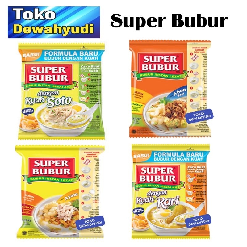 

Bubur Instan | Super Bubur Instan Rasa Ayam, Abon sapi, Kuah soto, kuah kari