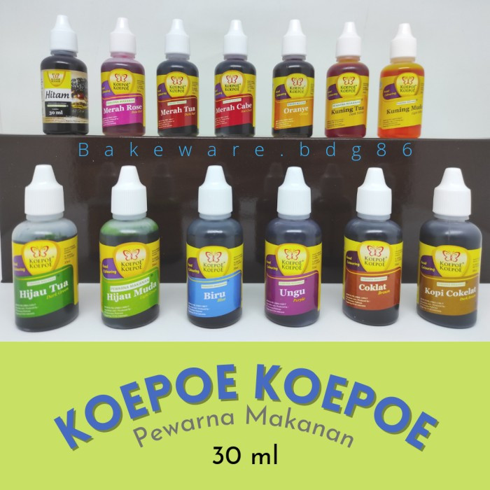 

Pewarna Makanan KOEPOE KOEPOE 30ML Pewarna Merek Kupu Kupu Kuning/Hijau/Biru/Merah/Cokelat/Ungu Halal