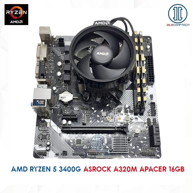 AMD Ryzen 5 3400G Asrock A320m ram 16gb kit