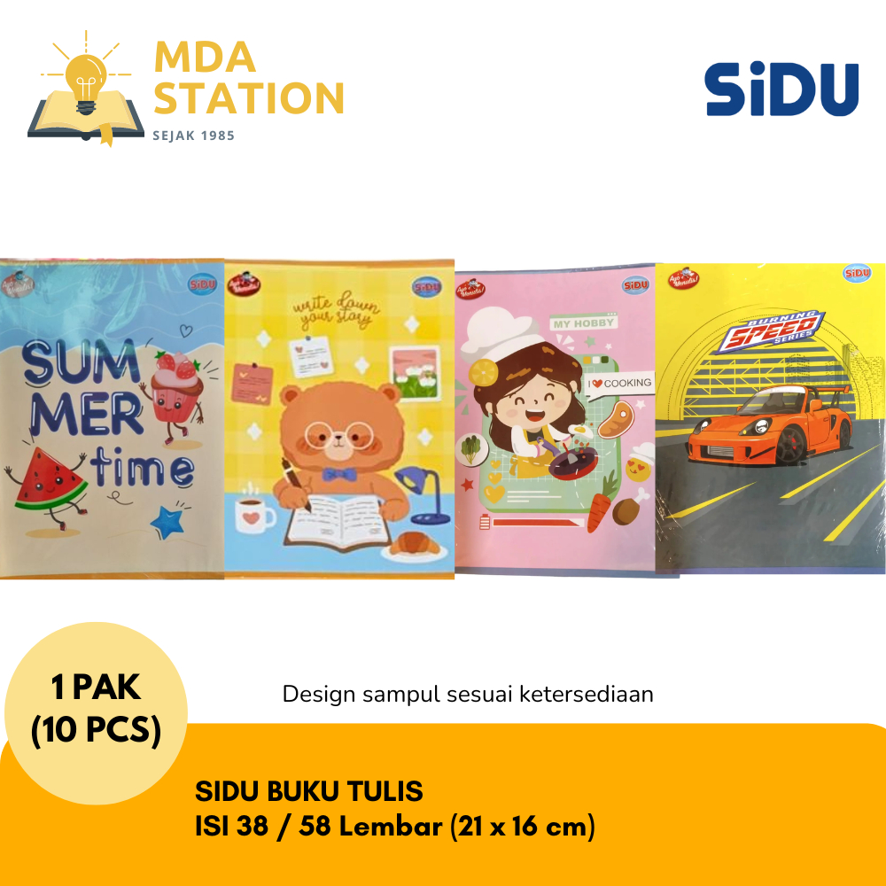 

SiDU Buku Tulis isi 38 / 58 Lembar (PACK) | Beli 1 PACK Isi 10 | MDA STATION