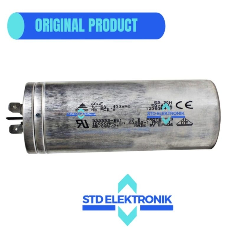 Capasitor ac original epcos 60 uf 400 VAC - Kapasitor AC 60uf 400VAC original epcos