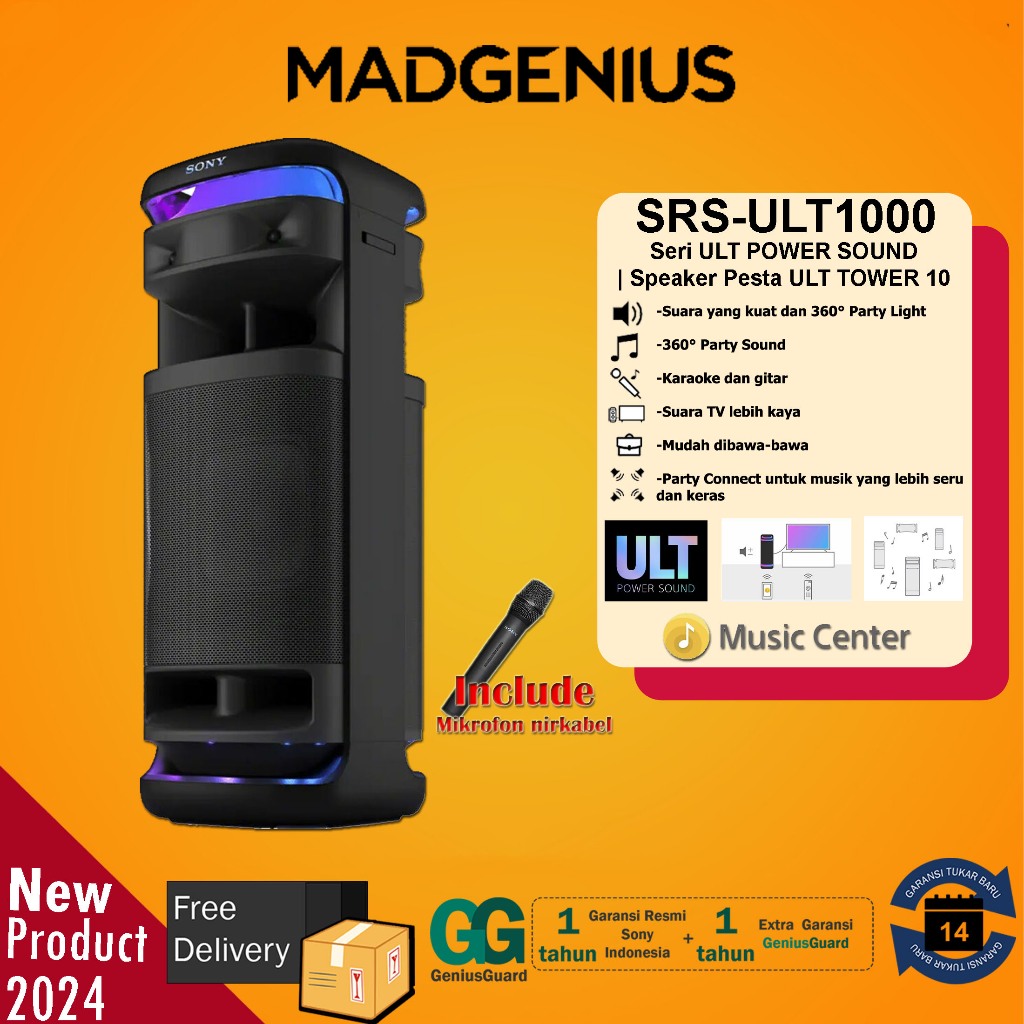 SONY Original Bluetooth Speaker Sony SRS-ULT1000 / Seri ULT POWER SOUND / Speaker Pesta ULT TOWER 10