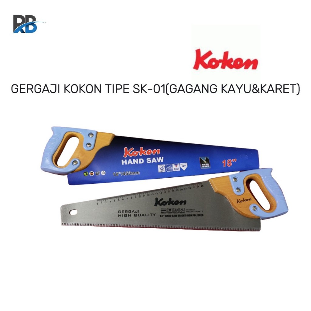 GERGAJI KAYU CAP KOKON 18 INCH / GAGANG KAYU&KARET / GERGAJI TANGAN / POTONG