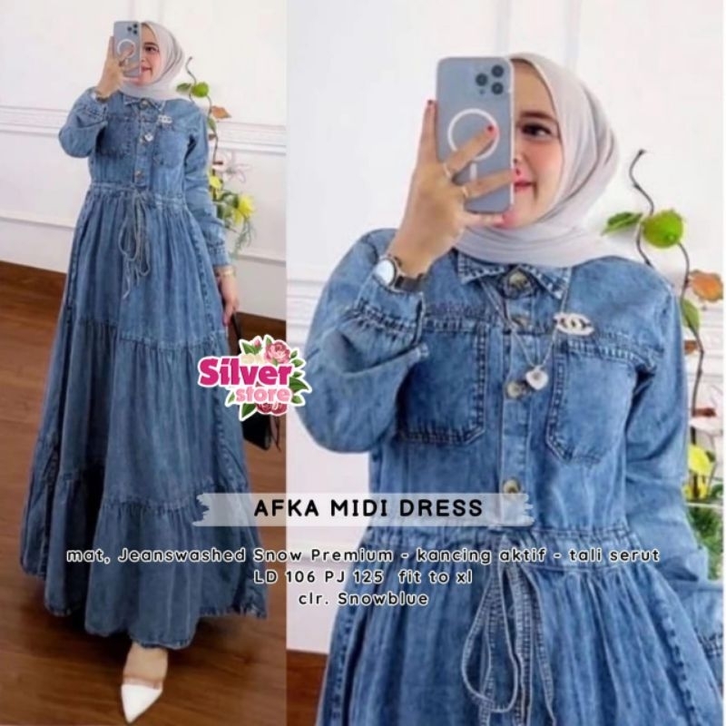 AFKA MIDI DRESS / MIDI DRESS JEANS WASH