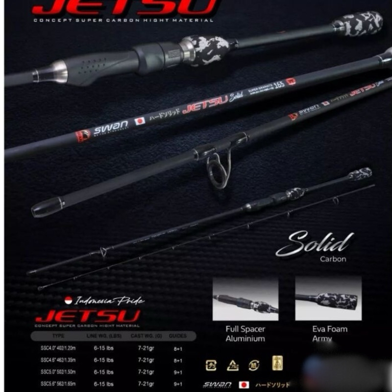 Joran Spinning Swan Jetsu Panjang 120 135 165 180 6-15lb Handle JS Bahan Carbon Solid Murah Free Pac