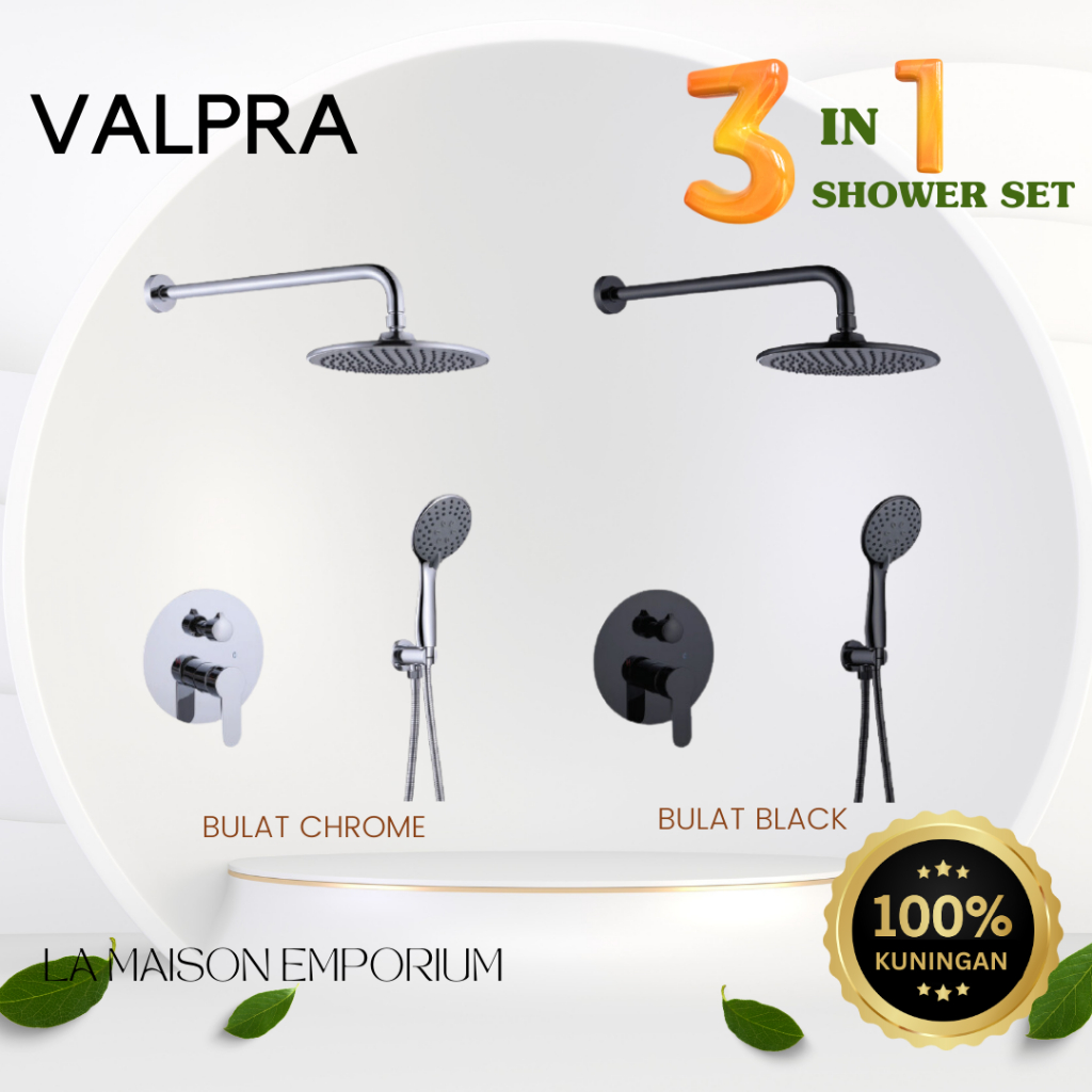 Shower Tanam Valpra / Concealed Shower Set / Shower Dinding Kamar Mandi Shower Hitam Black Chrome