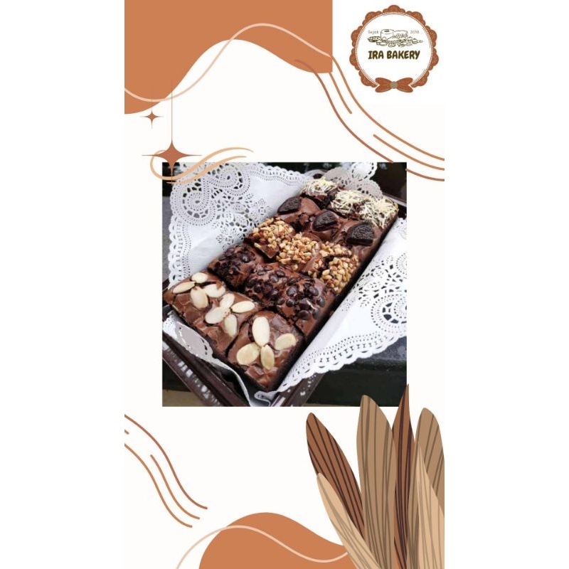 

BROWNIES FUDGY+FREE HURUF (BROWNIES PANGGANG 20×10 ISI 18 POTONG)