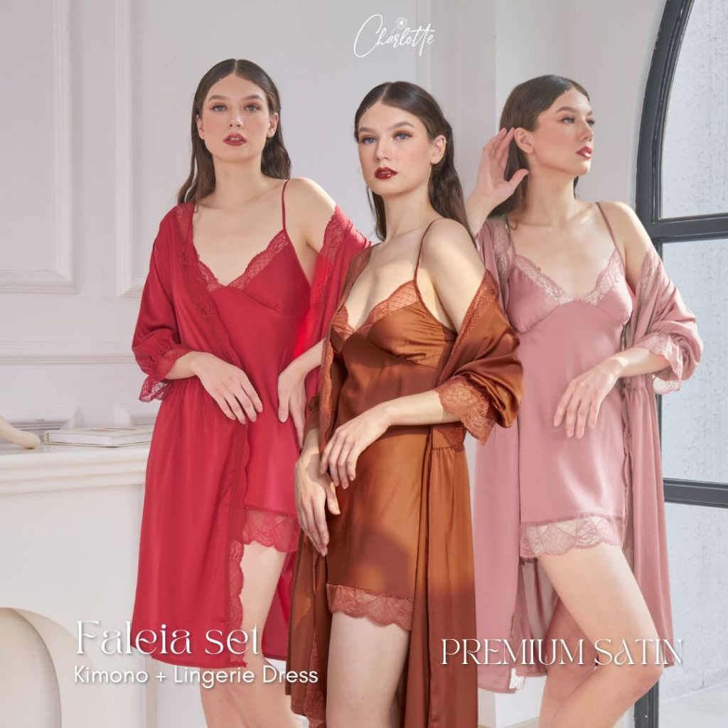 CHARLOTTE - Faleia Set Pajamas dress lingerie seserahan kimono baju tidur