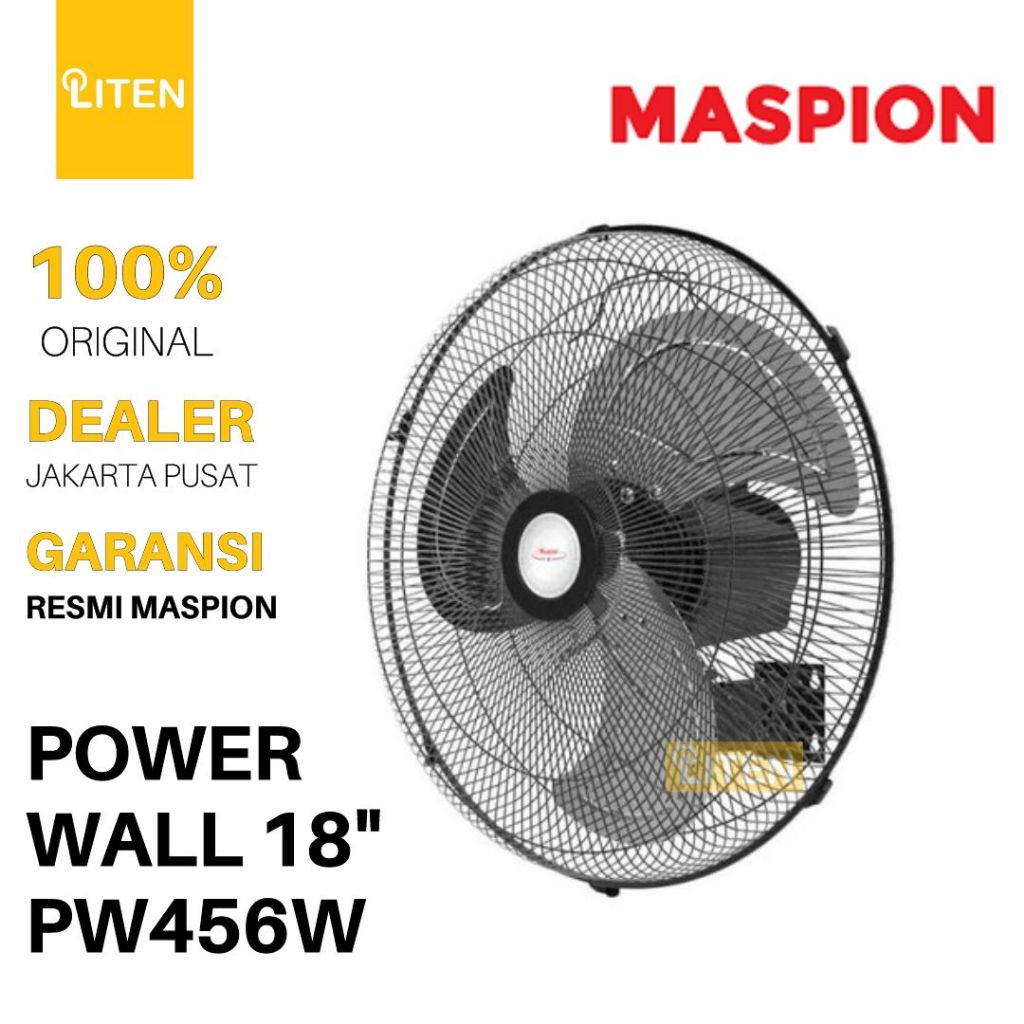 Maspion MSP PW-456 Power Fan Kipas Angin Dinding 18 inch / 18" / 45 cm PW 456 / PW456 - Hitam