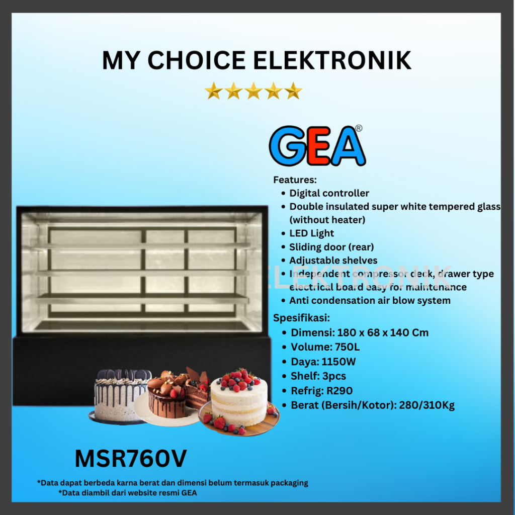 GEA Cake Showcase MSR760V | Cake Showcase MSR760V