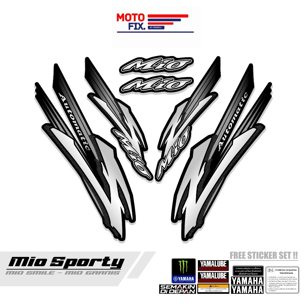 Stiker Striping Decal Body Motor Yamaha Mio Sporty Atau Smile Garnis Urban Dasar Hitam motif Z