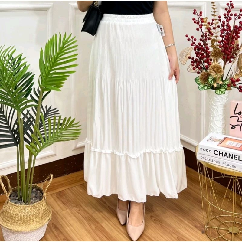 Cuci Gudang Cuci Gudang Rok Skirt Clara Bahan Hyget Premium Rok Plisket Susun Terbaru