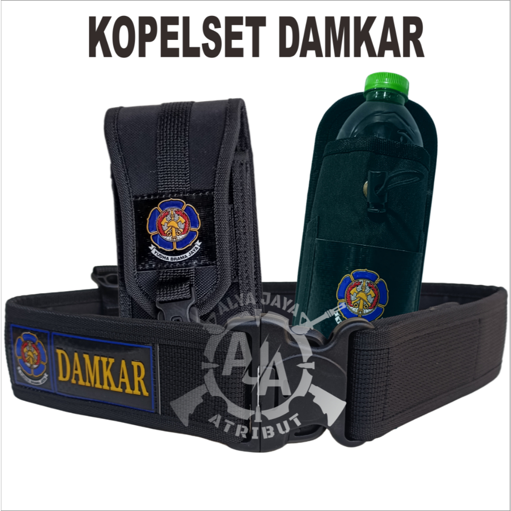Alya Jaya Atribut Sabuk Kopel Damkar Lengkap 1 Set Hitam Tersedia Ukuran M-XXL