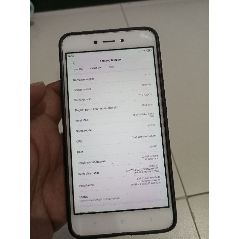 Hp Redmi 5a second, kondisi normal