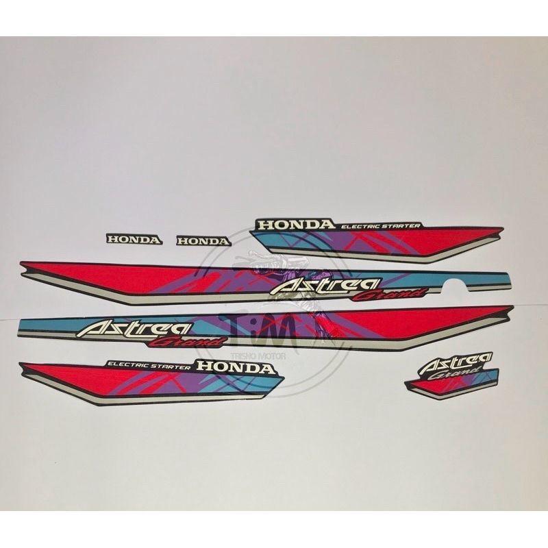Polet Lis List Striping Stiker Grand Bulus Sticker Astrea Grand 1992 92 93 Warna Merah biru