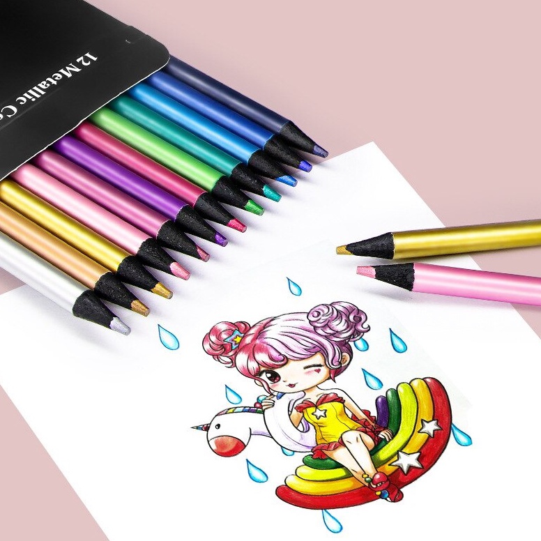 

KODE H3W5 Brutfuner 12pcs Metallic Colored Pencil Brutfuner Pensil Warna Metalik 12pcs