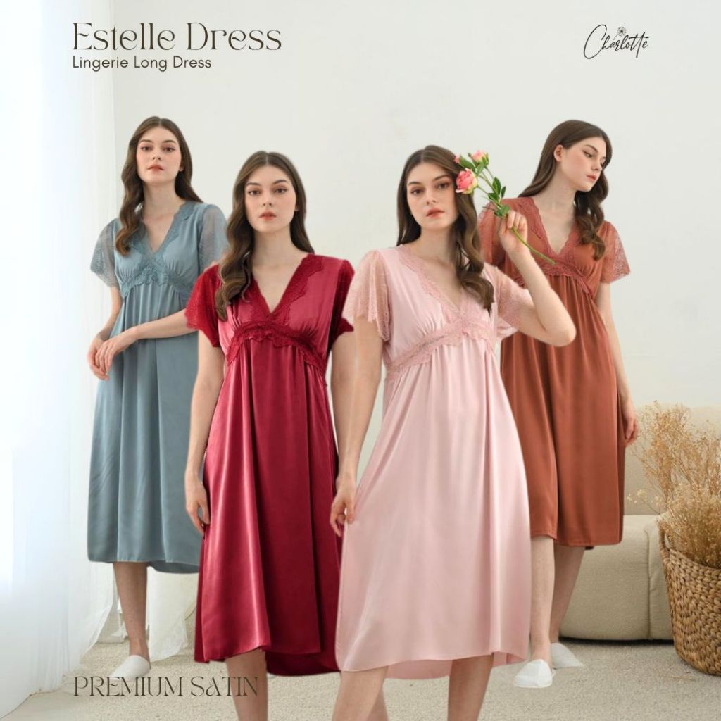 CHARLOTTE - Estelle set Long Dress Vintage Nightgown Set Seserahan Premium