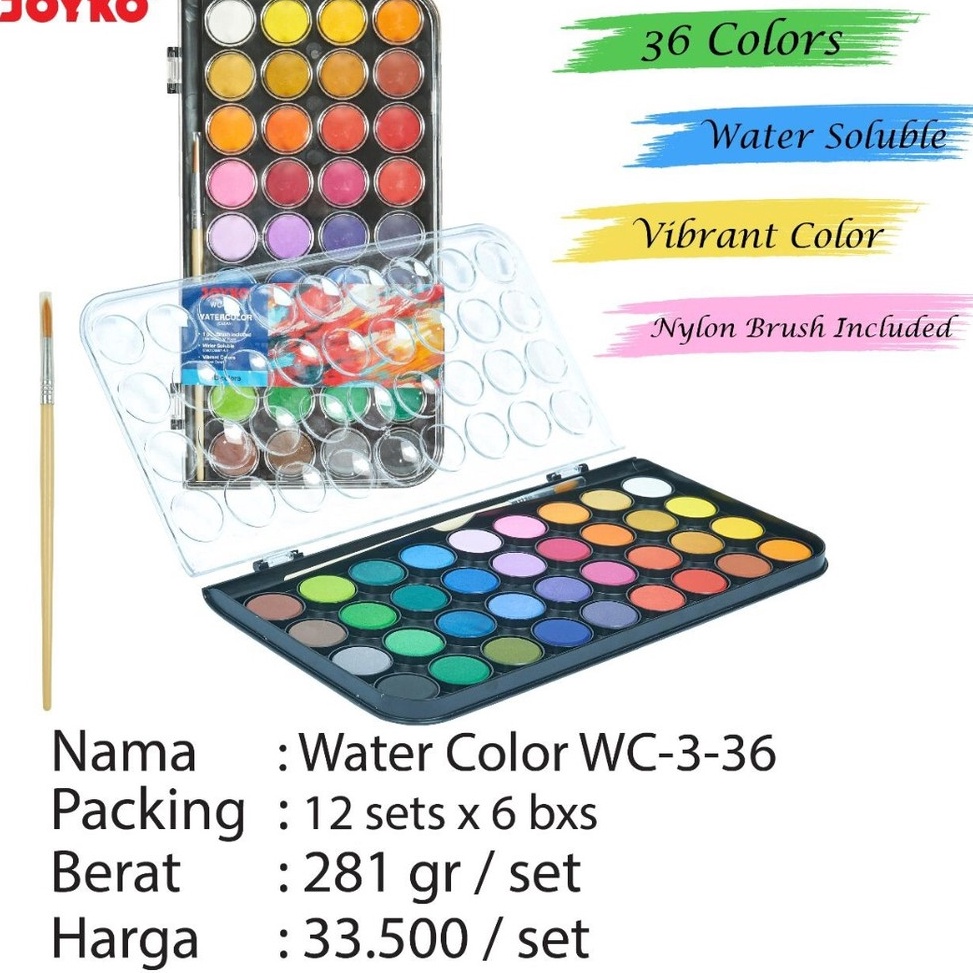 

KODE M1D3 cat air padat water color cake joyko wc 3 isi 36