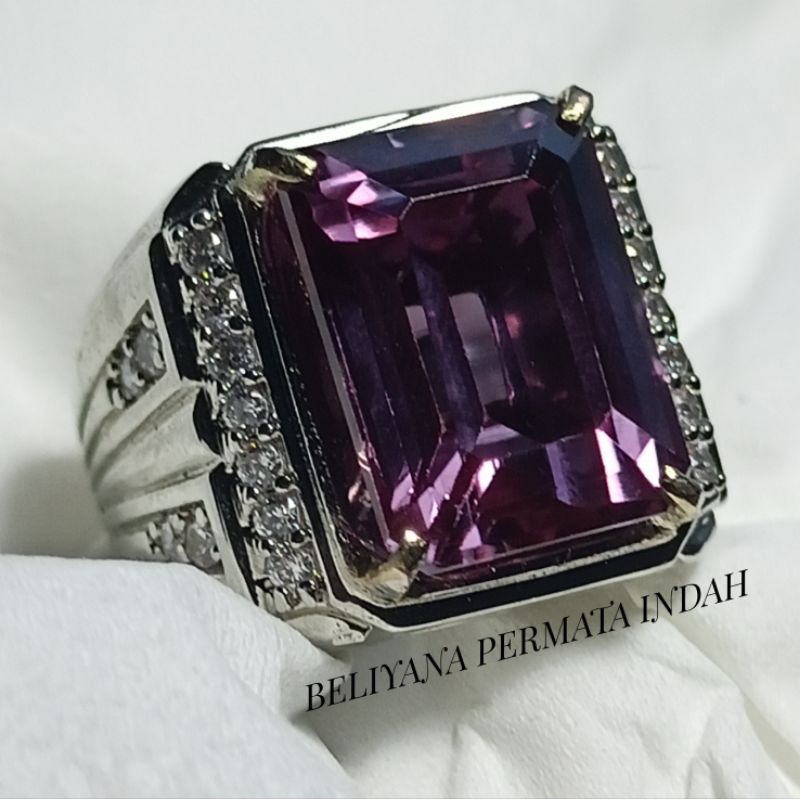 CINCIN BATU PERMATA ALEXANDRITE KOTAK CUTTING ASLI MEWAH