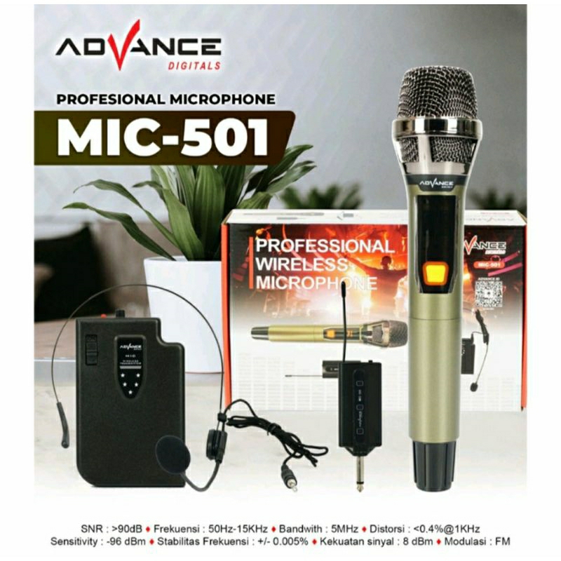 MIC WIRELESS ADVANCE 501 + MIC CLIP ON BANDO WIRELESS