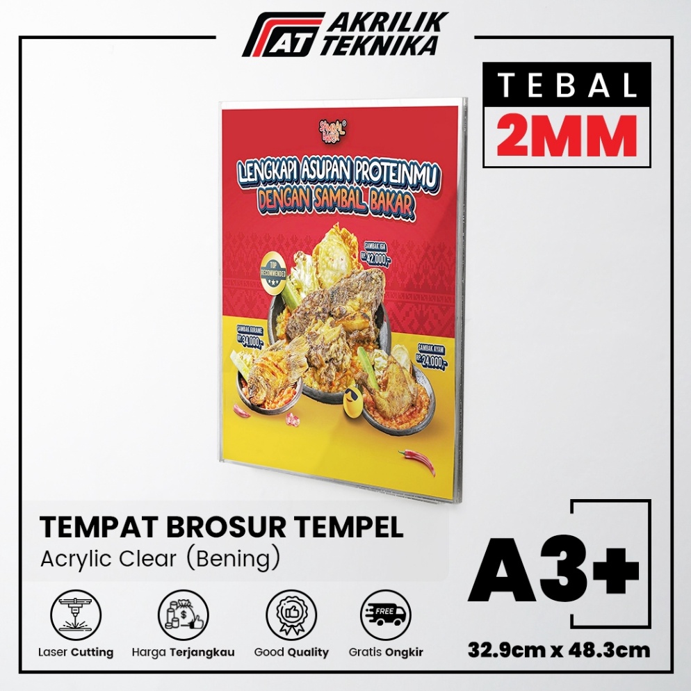 

Akrilik Tempat Brosur Tempel Sign Holder Qris Barcode Menu Wall Thicker Acrylic Ukuran A3 e L6L4