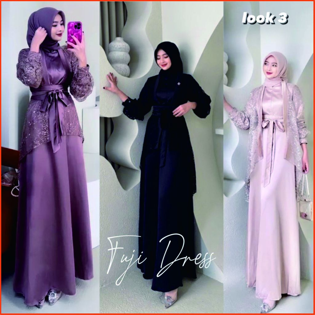 VELOXA GAMIS DRESS REMAJA TILLE BROKAT PESTA KONDANGAN BAJU GAMIS PESTA ELEGANT FREE OUTER