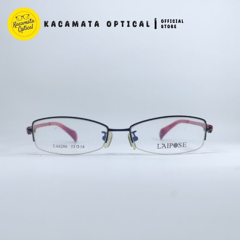 KACAMATA OPTICAL - Frame KMO6206 Half Frame Merah Besi Plastik