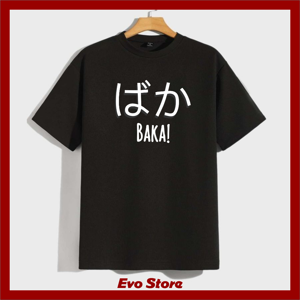 Kaos Pria Wanita Original Kanji Jepang Baju Motif Simple untuk Outdoor Musim Panas | Baju Dewasa L X