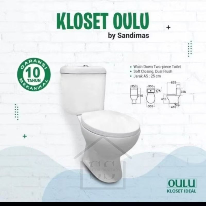 Closet Oulu Dual Flush Soft Closed/Kloset Duduk Oulu/Two Piece Toilet