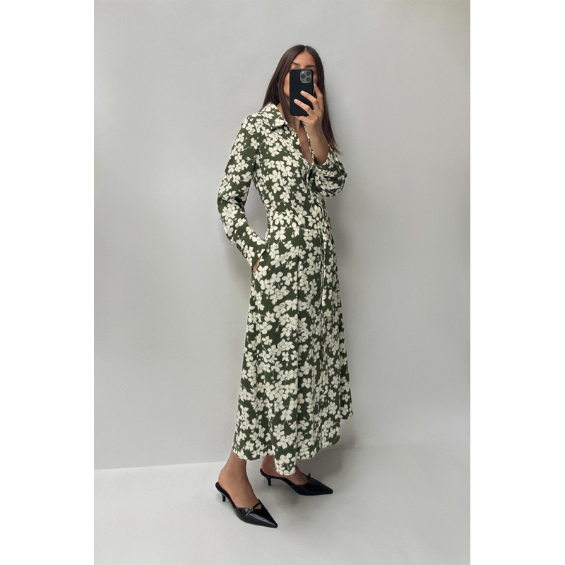 Zara Floral Print Shirt Dress