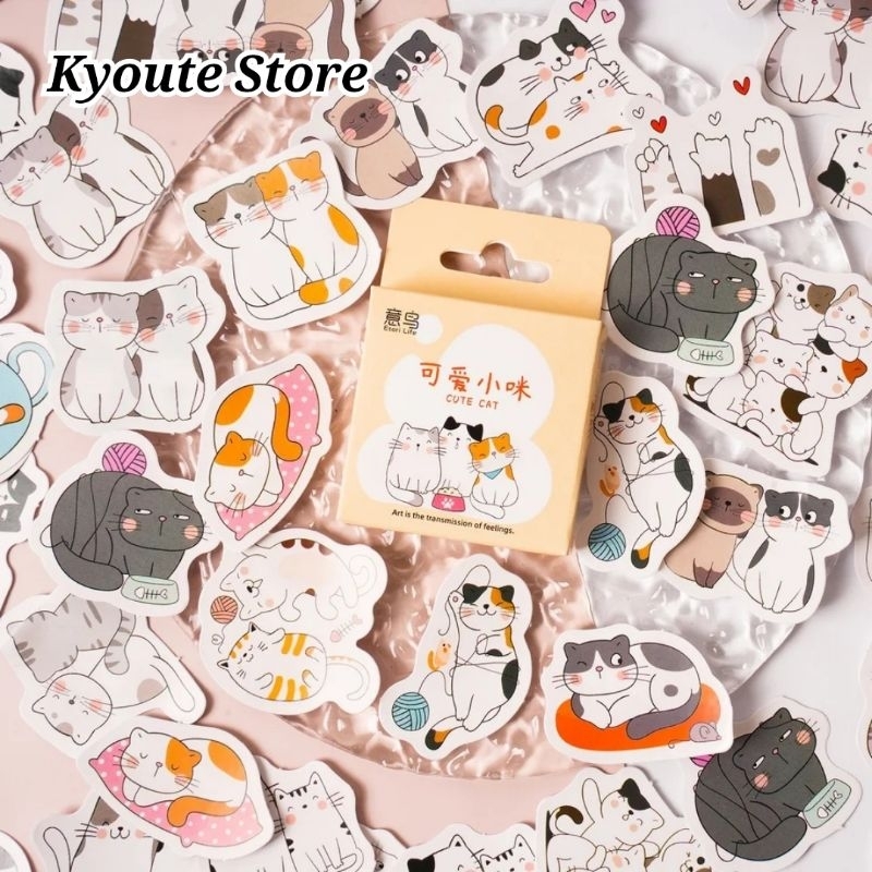 

Sticker Box Cute Cat Family & Friends Dekorasi Journal Planner
