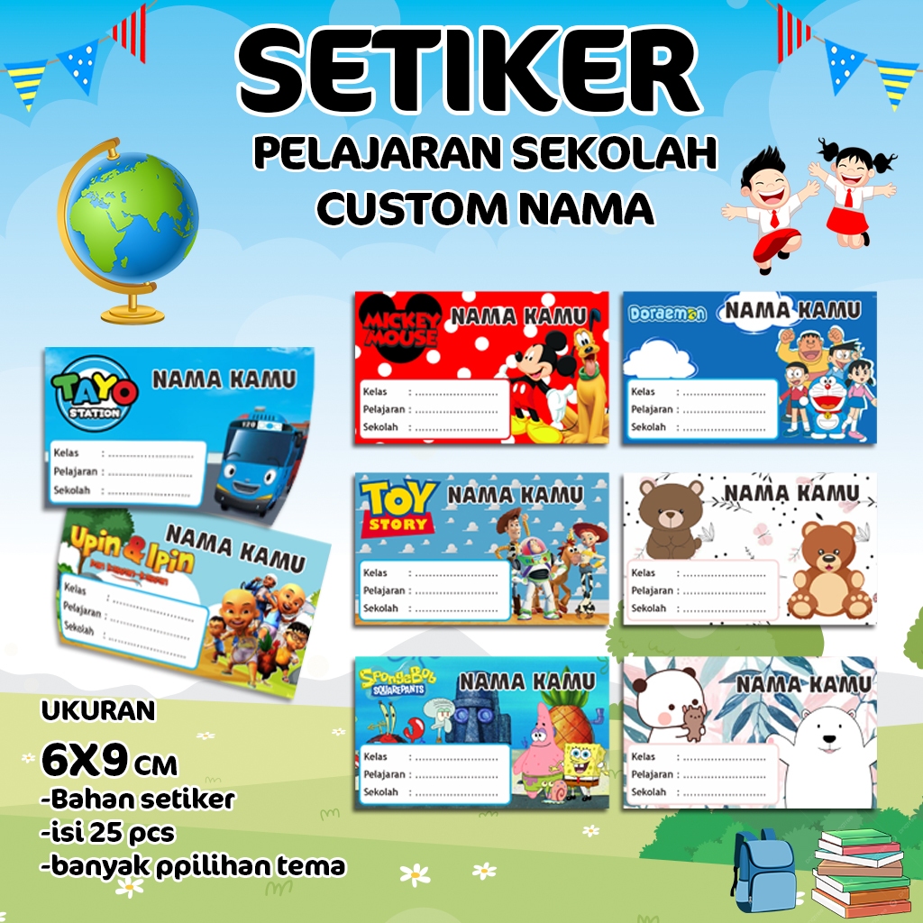 

25 Stiker Mapel - Label Buku Pelajaran Sekolah - Stiker mata pelajaran custom nama