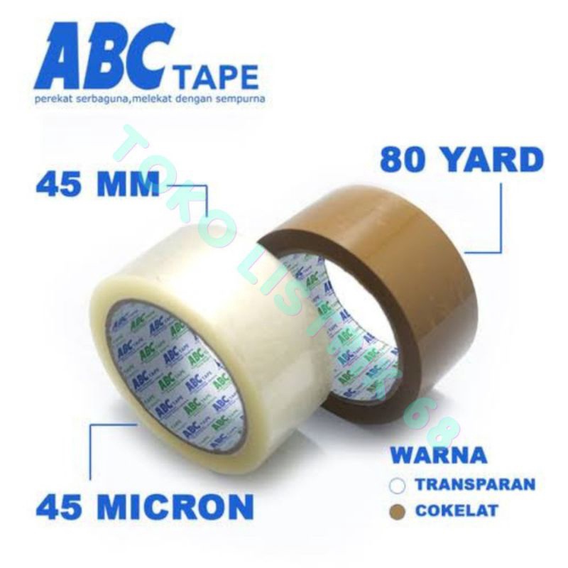 

PROMO SPESIAL Lakban ABC Tape Bening 45mm 8yard