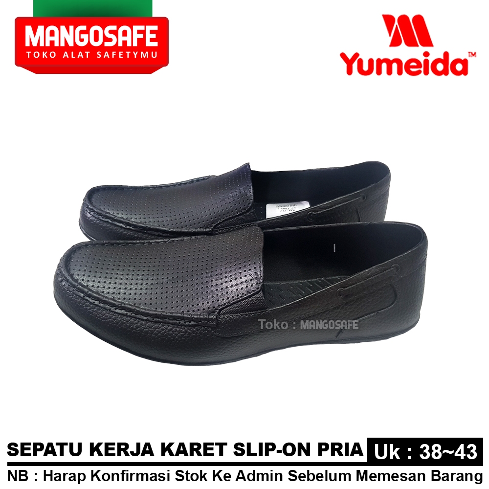 Sepatu Kerja Pantofel Karet Hitam Pria Murah / Yumeida SP 1305 uk 38 sd 43 Sepatu PVC Formal Tahan A