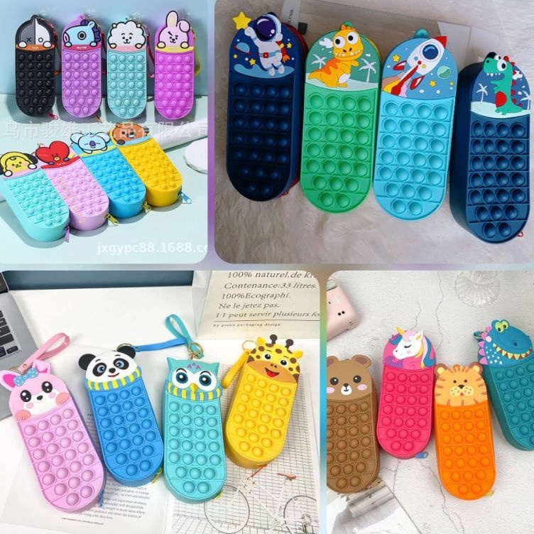 

KODE H9M7 Tempat Pensil Case Pop It Anak Perempuan Laki Laki Import Kartun Karakter Unicorn Dinosaurus