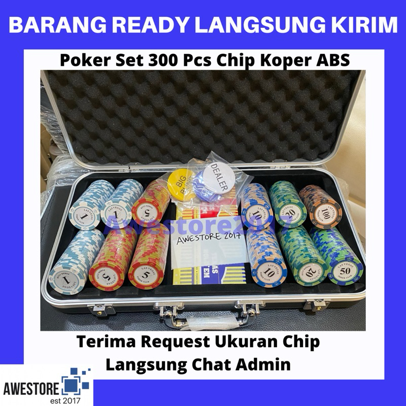 Poker Chip Set 300 pcs Coin Koin Set Koper Board Game Playing Card Permainan Kartu Asah IQ