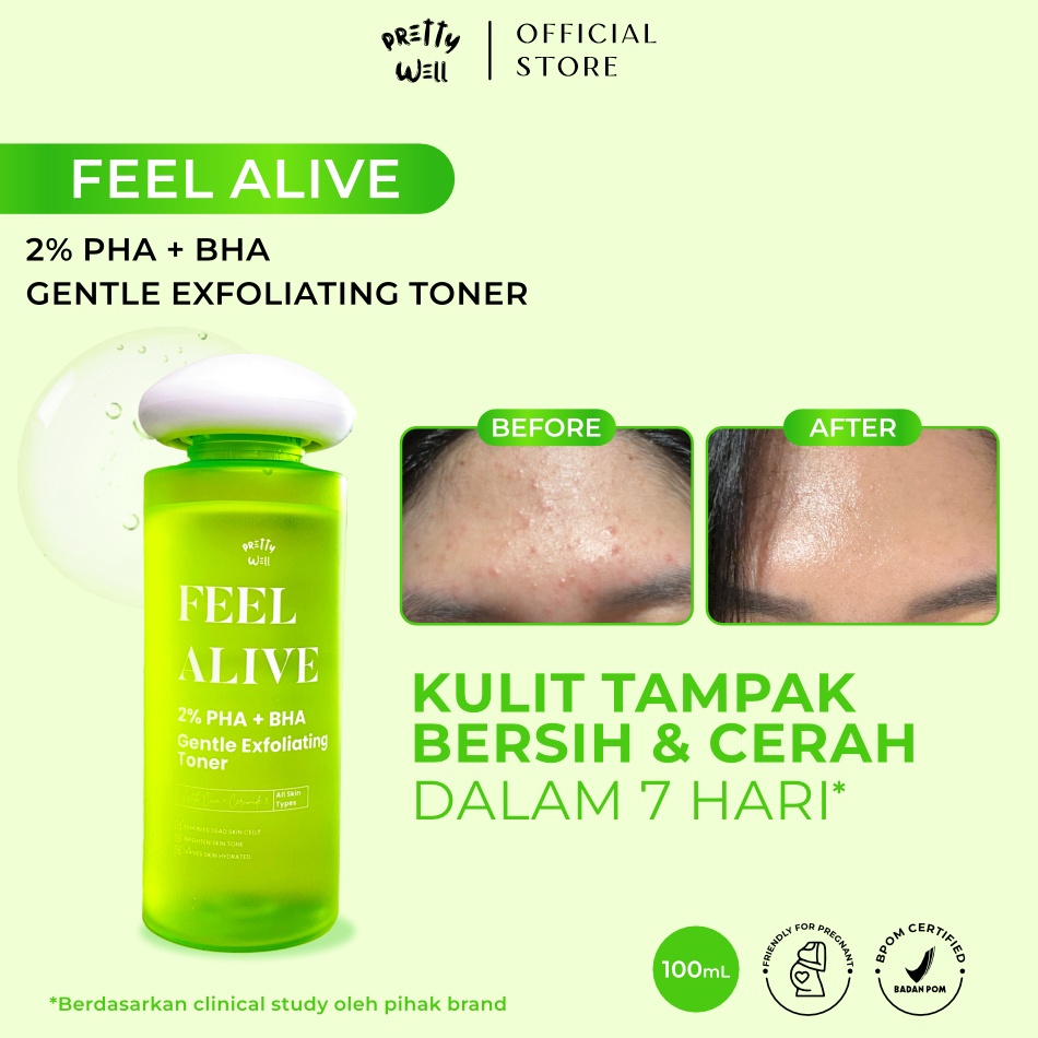KODE R46T Prettywell Feel Alive 2 PHA  BHA Gentle Exfoliating Toner 1mL Toner Pencerah with Centella