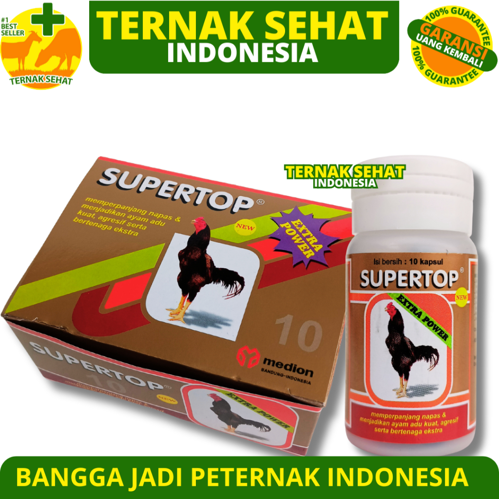 SUPER TOP 1 DUS (12 BOTOL) MEDION - Vitamin Ayam Jago Pejantan - Vitamin Ayam Aduan Penambah Stamina