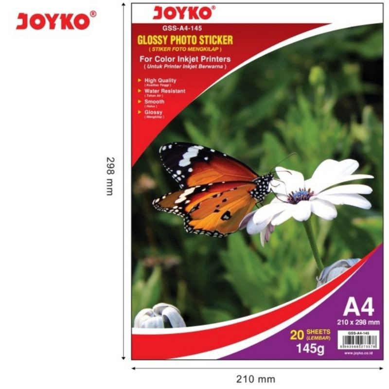 

COD Joyko GSSA4145 Glossy Photo Sticker Kertas Stiker Foto 2 Sheets