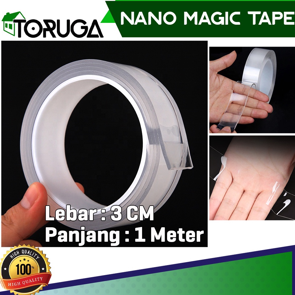 

HOT PRODUCT Nano Magic Tape Grip 3MM x 5M1MM Double Tape Selotip Isolasi untuk tempel barang Lakban Bening Transparant