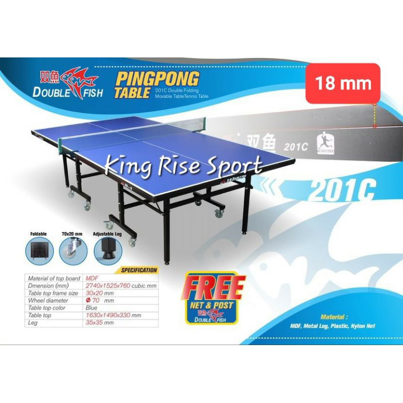 Meja Pingpong/ Tenis Meja DOUBLE FISH 201C & 201 ( 18 MM ) - ORI IMPORT